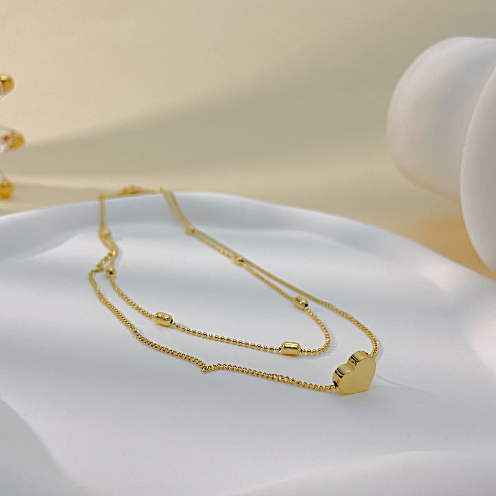 Wholesale Titanium Steel Double Layer Love Stainless Steel Necklace