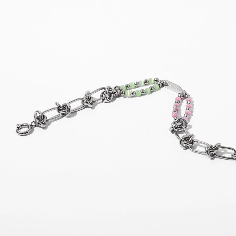 Wholesale titanium steel double layer natural stone bracelet