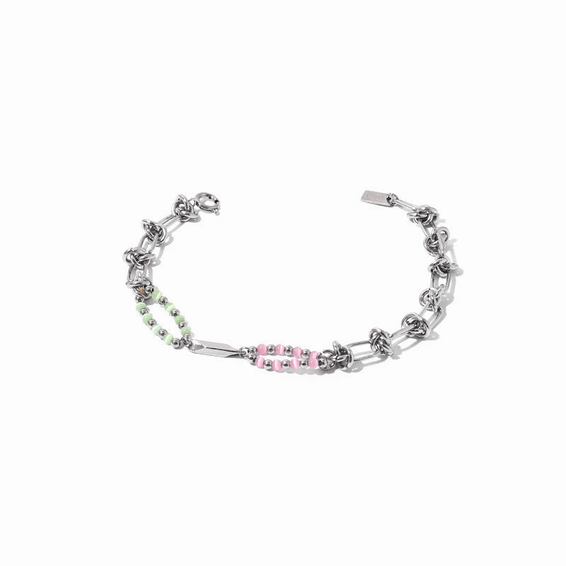 Wholesale titanium steel double layer natural stone bracelet