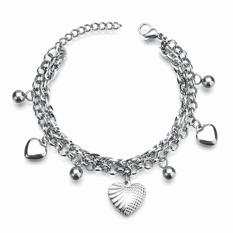 Wholesale Titanium Steel Double Layer Tree of Life Pendant Bracelet