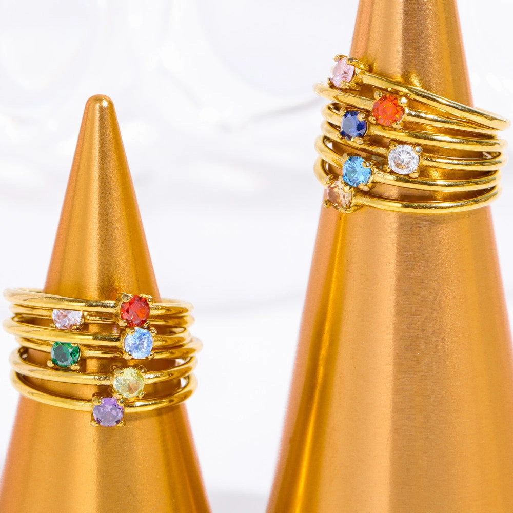 Wholesale Titanium Steel Electroplated 18k Real Gold Adjustable Ring