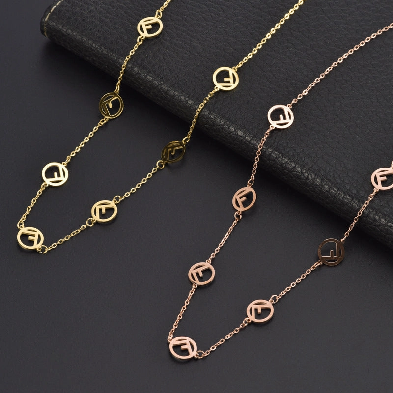 Wholesale Titanium Steel F Letter Necklace