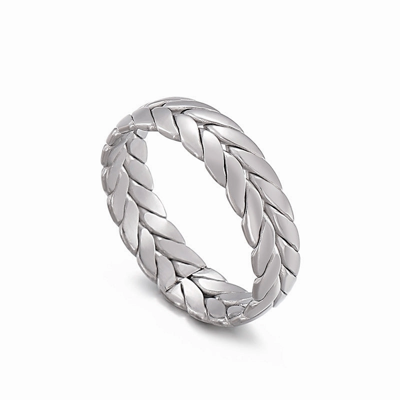 Wholesale Titanium Steel Gilded Leaf Texture Rings