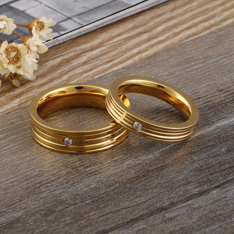 Wholesale Titanium Steel Gilded New Water Diamond Rings