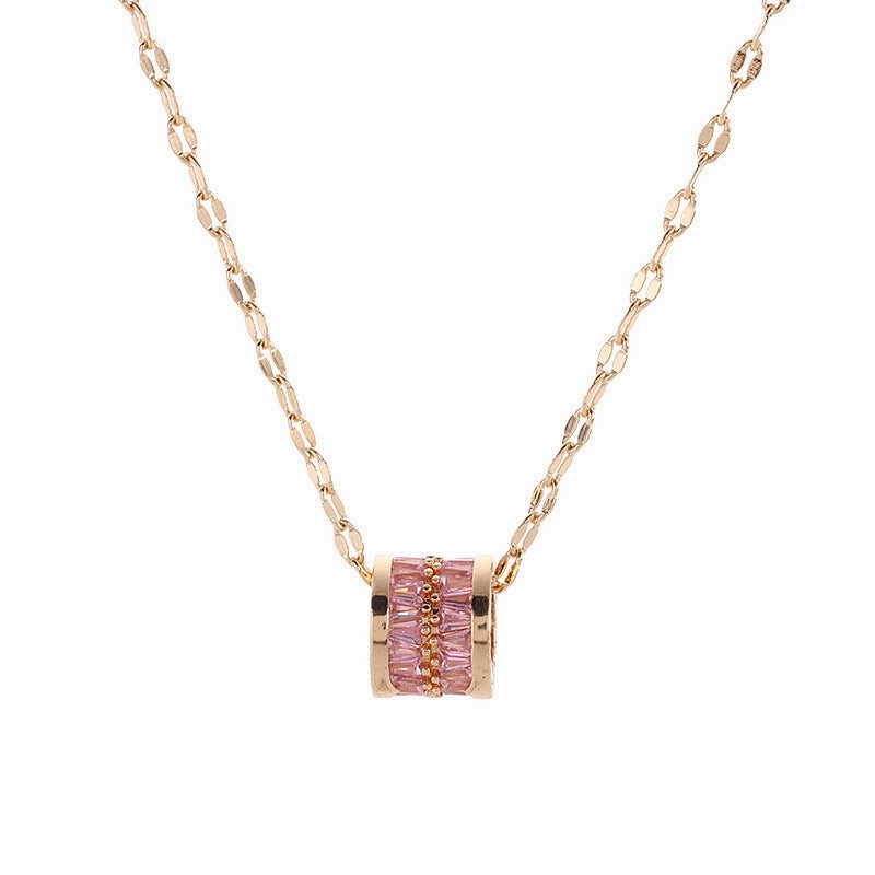 Wholesale Titanium steel gold full diamond necklace gold-plated clavicle chain