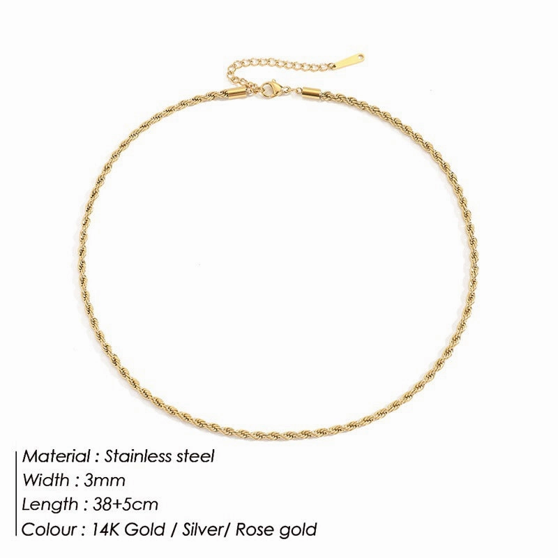 Wholesale Titanium Steel Gold Plated Twist Chain Stainless Steel Clavicle Necklaces