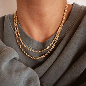 Wholesale Titanium Steel Gold Plated Twist Chain Stainless Steel Clavicle Necklaces