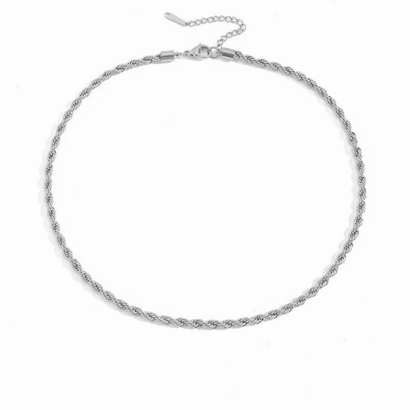Wholesale Titanium Steel Gold Plated Twist Chain Stainless Steel Clavicle Necklaces