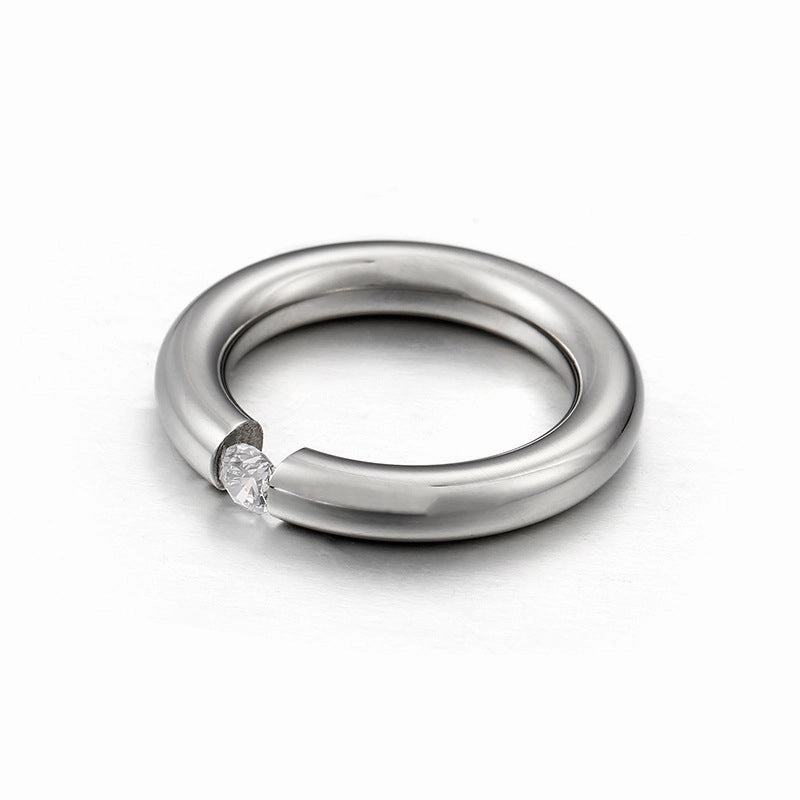 Wholesale Titanium Steel Gold-plated Zirconium Diamond Ring Personality Ring