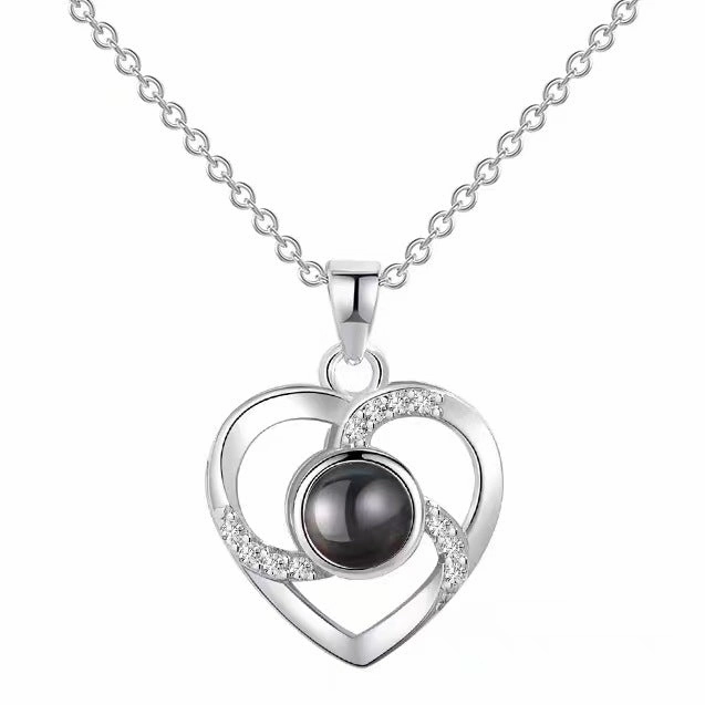 Wholesale Titanium Steel Heart Projection Necklaces