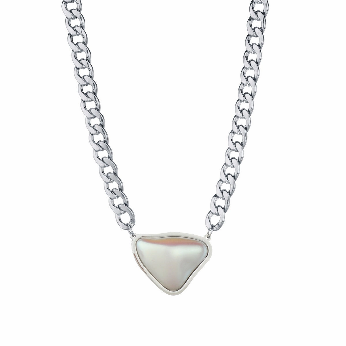 Wholesale Titanium Steel Heart Shape Gemstone Pendant Clavicle Necklace