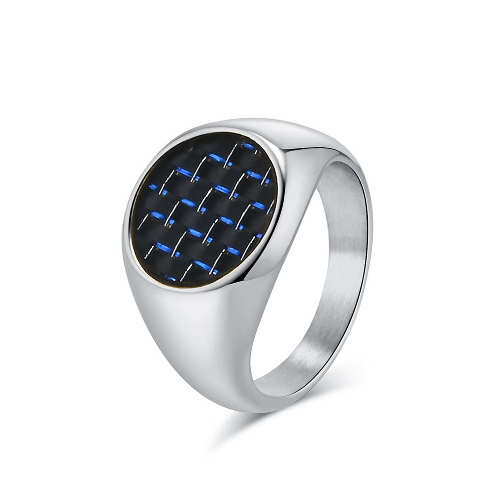 Wholesale Titanium Steel Inlaid Carbon Fiber Men's Rings