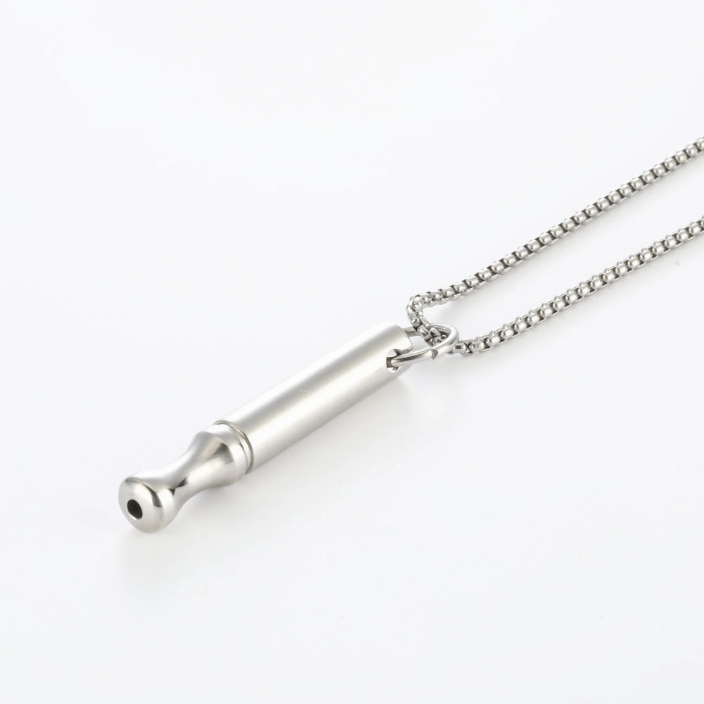 Wholesale Titanium Steel Mindfulness Breathing Meditation Calming Waist Round Tube Whistle Stress Relief Necklaces