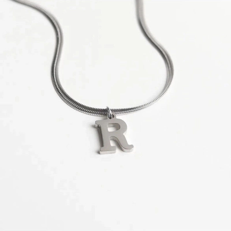 Wholesale Titanium Steel Mirror Polished 26 English Letters Necklace
