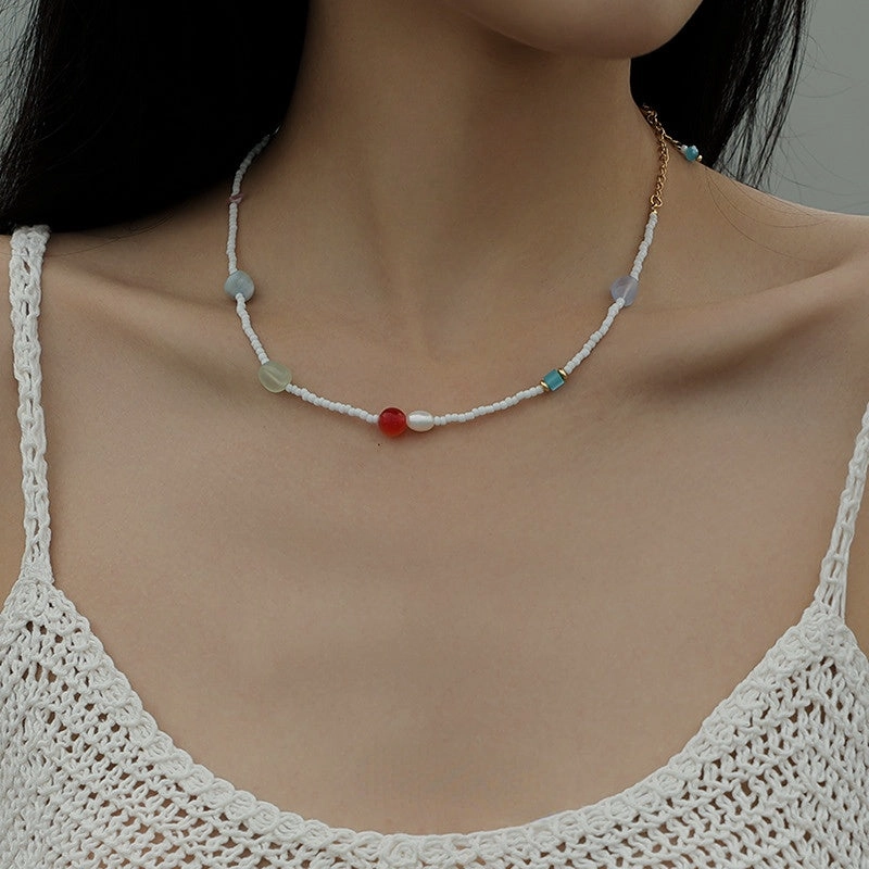 Wholesale Titanium Steel Natural Stone Pearl Necklaces
