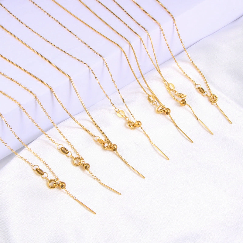 Wholesale Titanium Steel Needle Type DIY With Chain Beaded Stainless Steel Universal Adjusting Chain Necklaces
