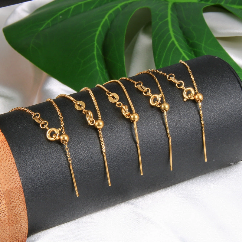 Wholesale Titanium Steel Needle Type DIY With Chain Beaded Stainless Steel Universal Adjusting Chain Necklaces