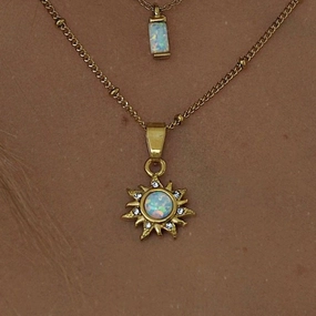Wholesale Titanium Steel Opal Abstract Sun Pendant