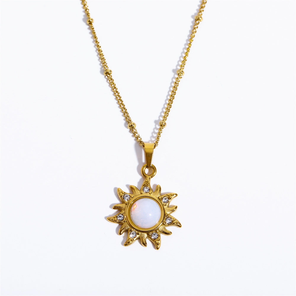 Wholesale Titanium Steel Opal Abstract Sun Pendant