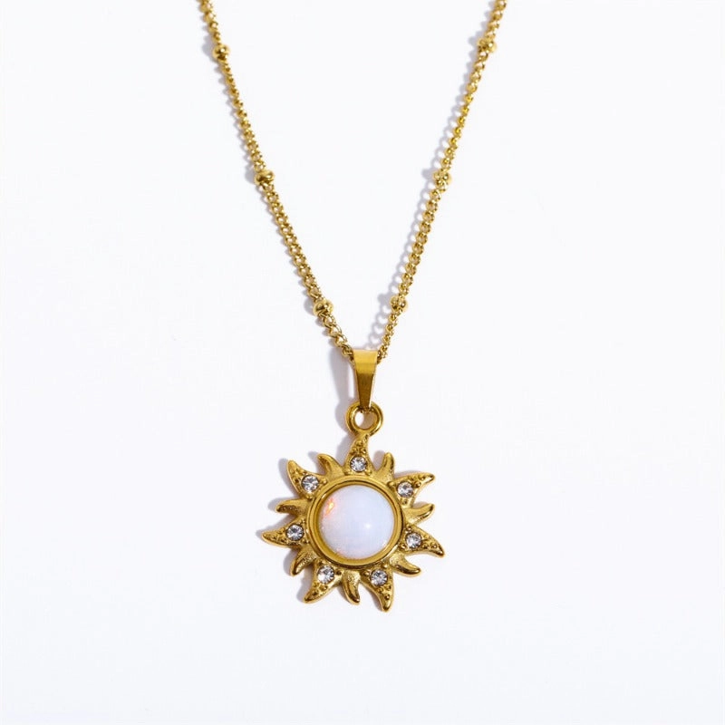 Wholesale Titanium Steel Opal Abstract Sun Pendant