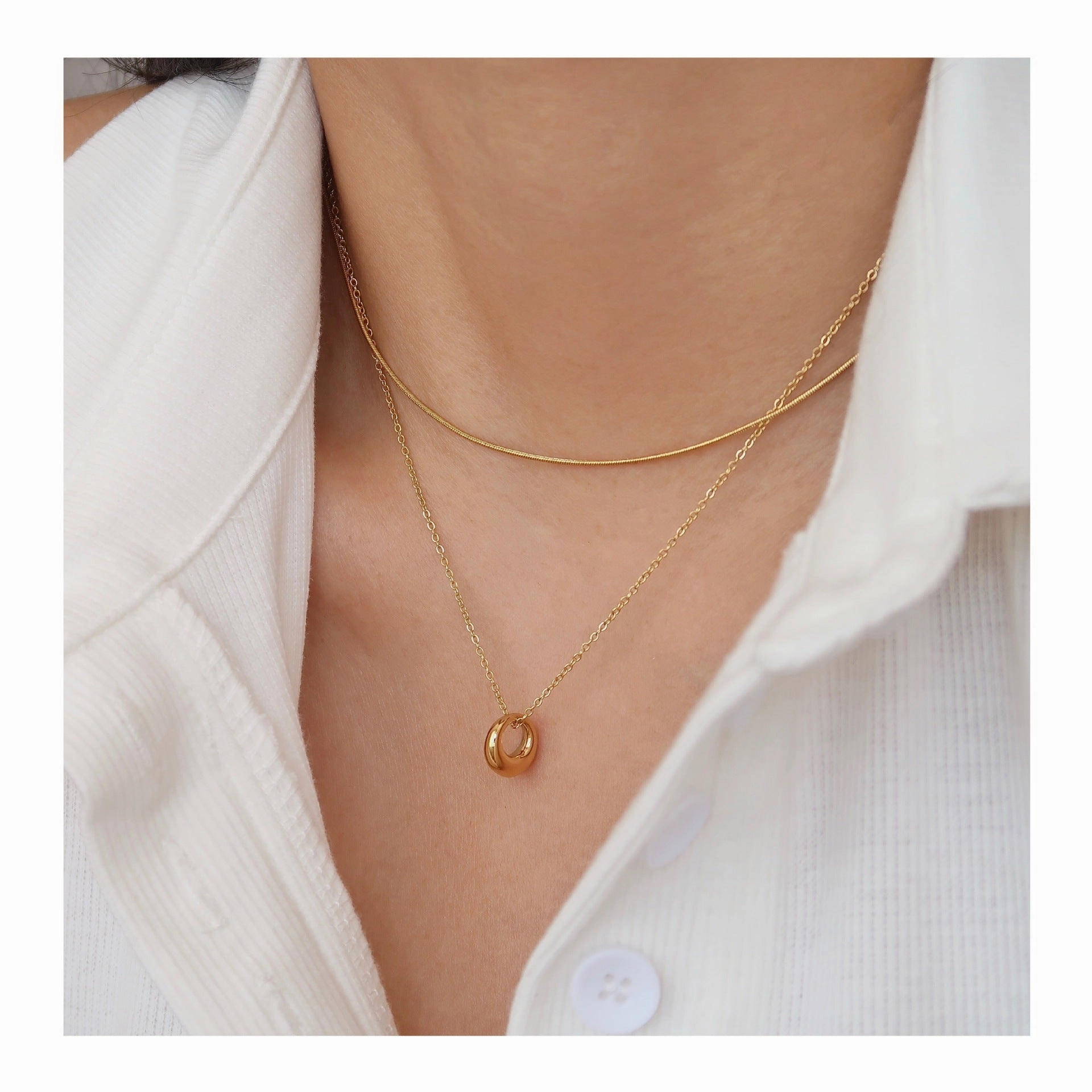 Wholesale Titanium Steel Plated 18K Gold Fine Square Snake Chain Necklace