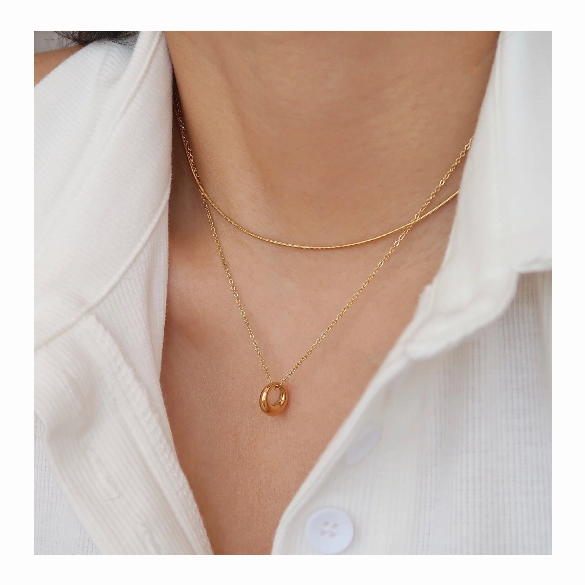 Wholesale Titanium Steel Plated 18K Gold Fine Square Snake Chain Necklace