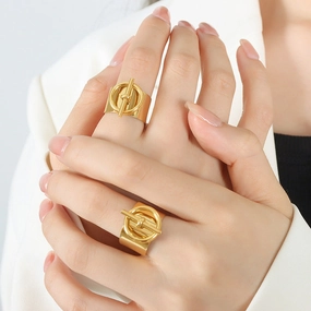 Wholesale Titanium Steel Plated 18K Gold Ring