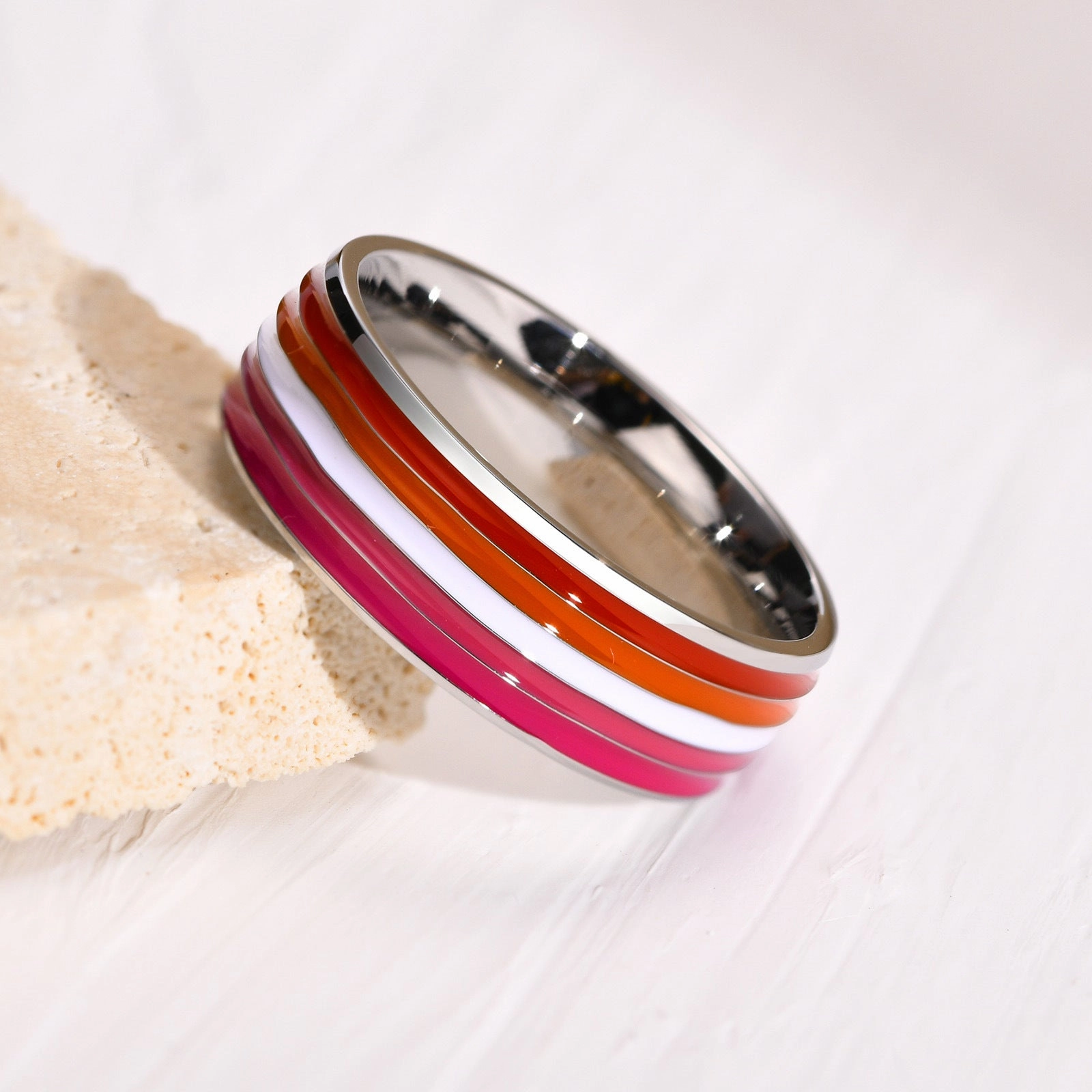 Wholesale Titanium Steel Rainbow 8mm Ring