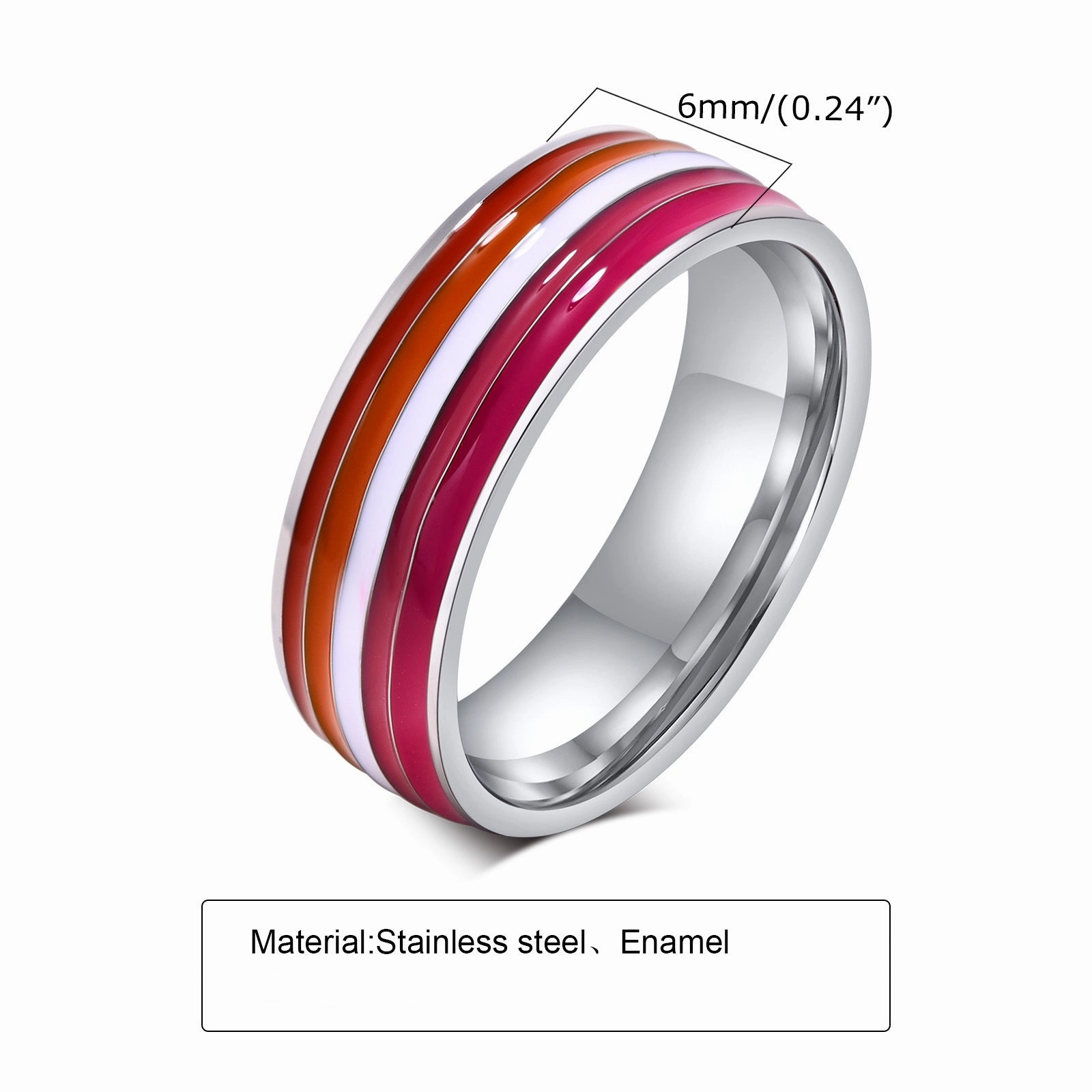 Wholesale Titanium Steel Rainbow 8mm Ring