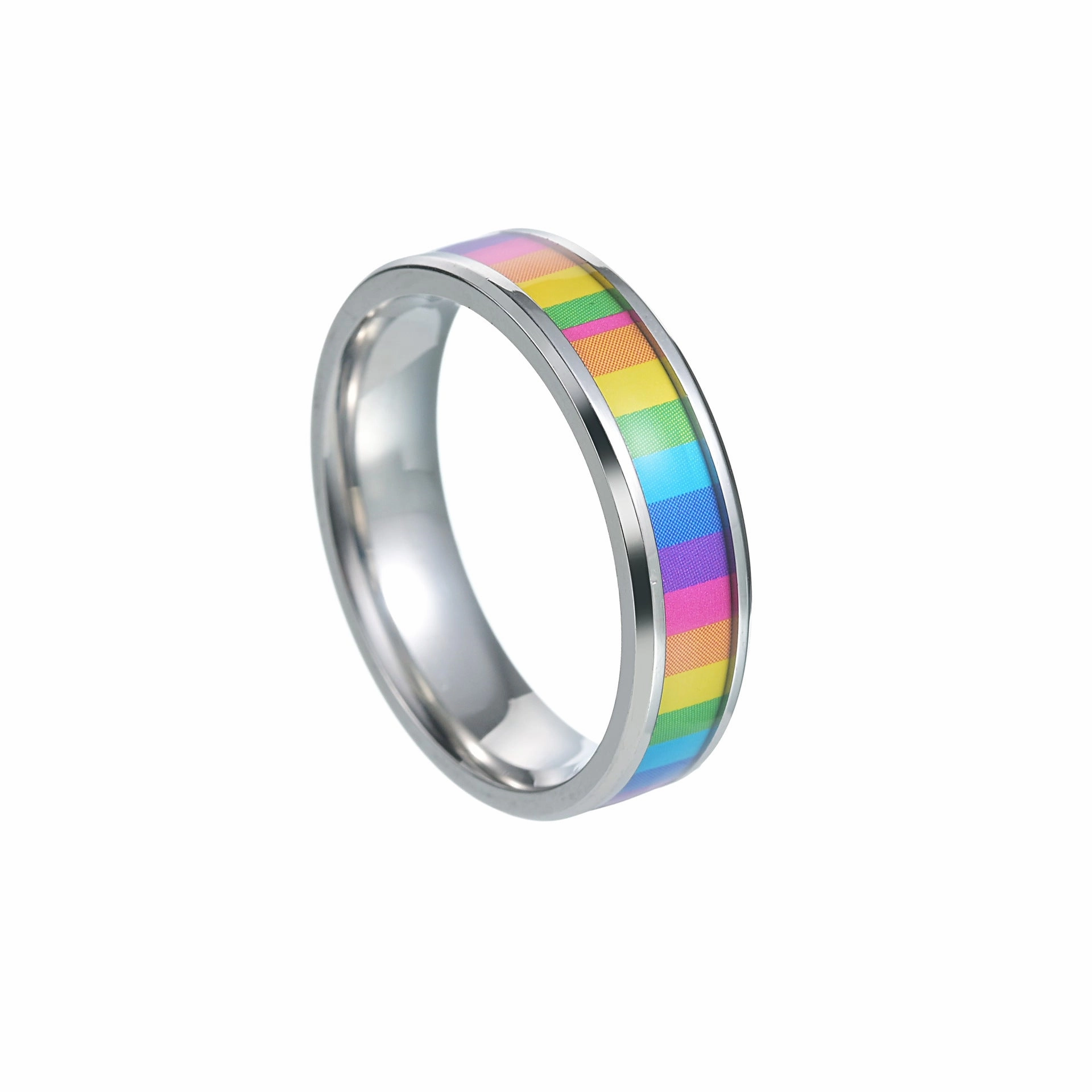 Wholesale Titanium Steel Rainbow Flag Ring