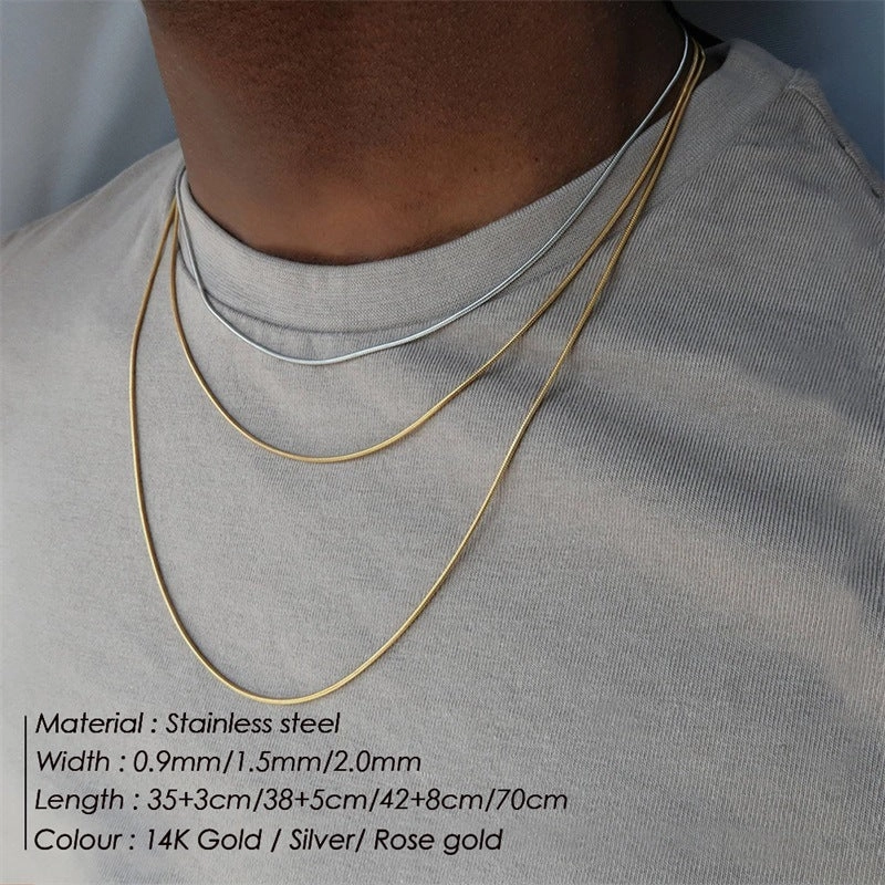 Wholesale Titanium Steel Round Snake Chain Long Stainless Steel Necklaces
