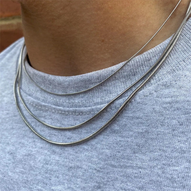 Wholesale Titanium Steel Round Snake Chain Long Stainless Steel Necklaces