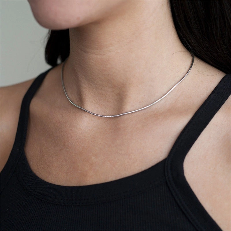 Wholesale Titanium Steel Round Snake Chain Long Stainless Steel Necklaces