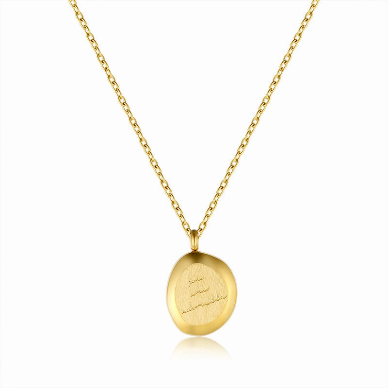 Wholesale titanium steel simple all-match brushed fog Golden irregular small gold block clavicle chain