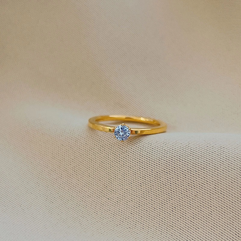 Wholesale Titanium Steel Six Prong Diamond Ring