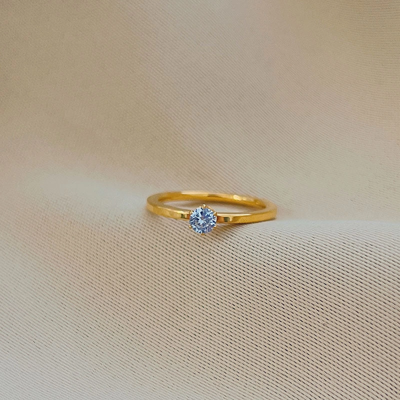 Wholesale Titanium Steel Six Prong Diamond Ring