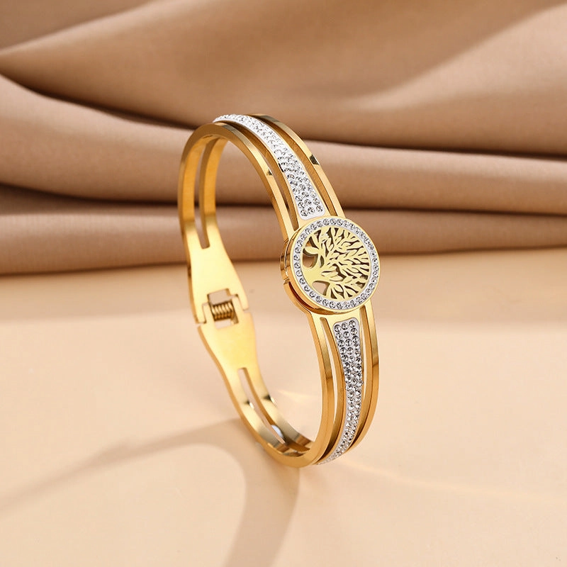 Wholesale Titanium Steel Stainless Steel Vacuum Plating Tree of Life Bracelet