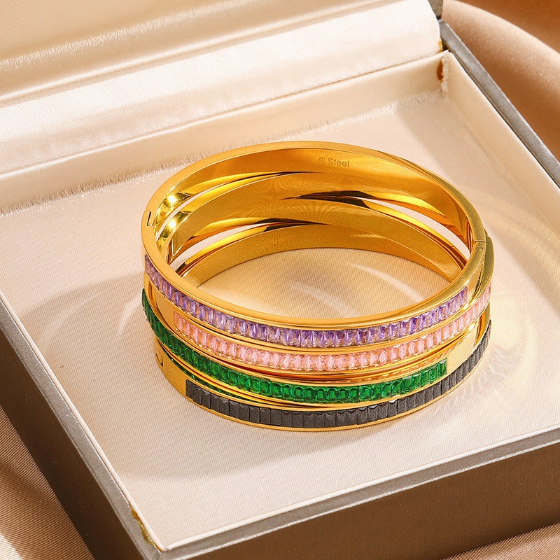 Wholesale Titanium Steel Stainless Steel Zircon Full Diamond Bracelet