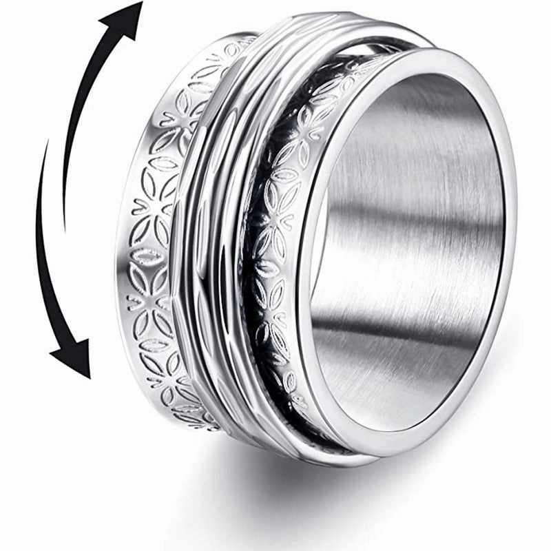 Wholesale Titanium Steel Swivel Daisy Flower Ring