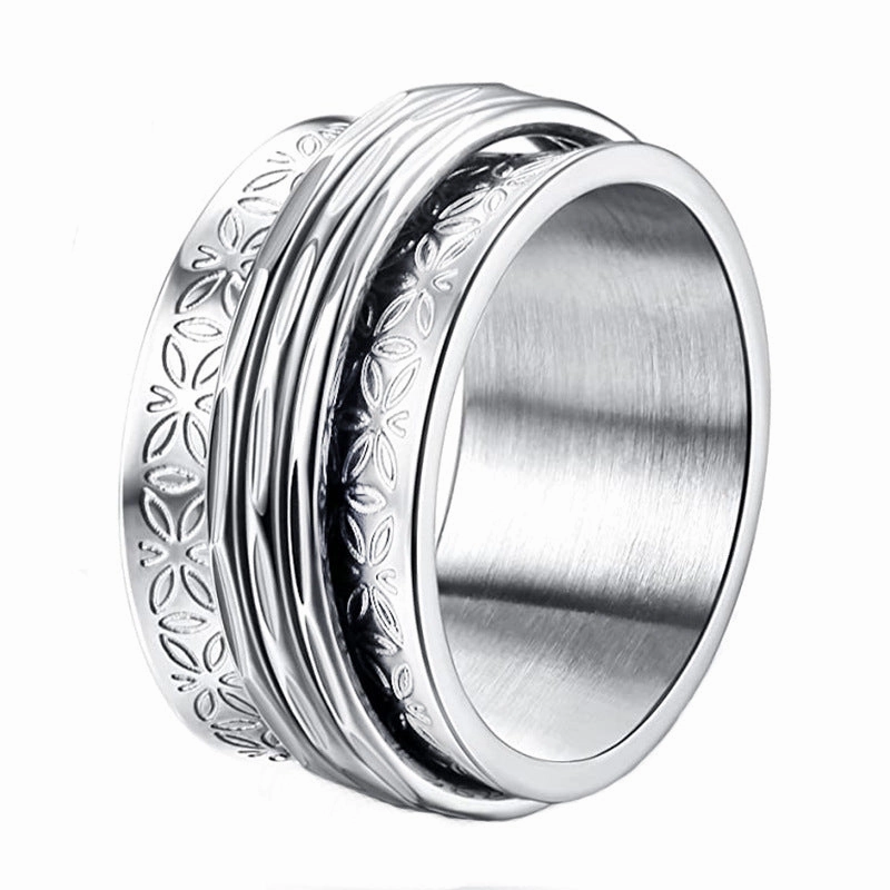 Wholesale Titanium Steel Swivel Daisy Flower Ring