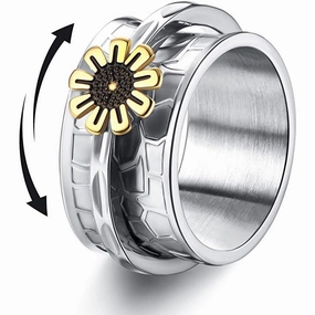 Wholesale Titanium Steel Swivel Daisy Flower Ring