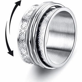 Wholesale Titanium Steel Swivel Daisy Flower Ring