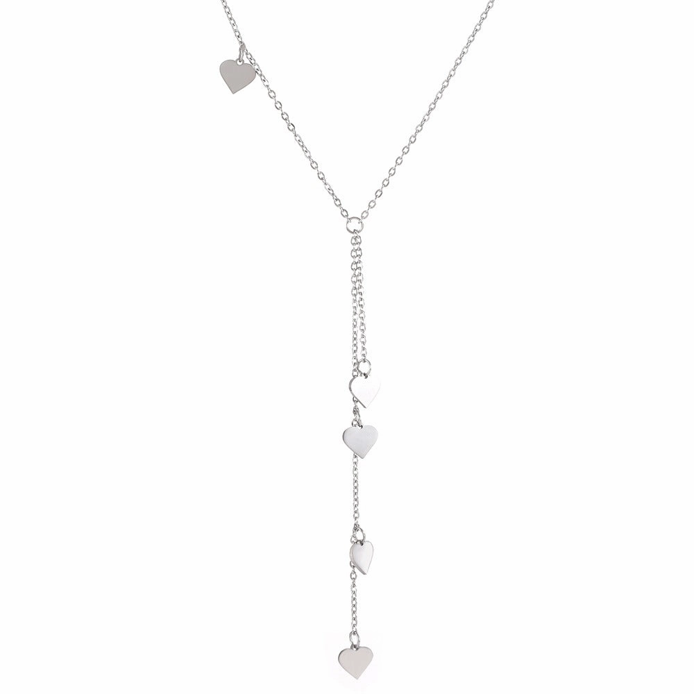 Wholesale Titanium Steel Tassel Love Necklace Clavicle Chain