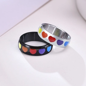 Wholesale Titanium Steel Titanium Steel LGBT Heart Ring