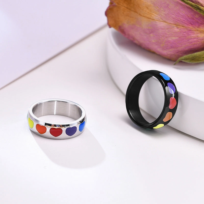 Wholesale Titanium Steel Titanium Steel LGBT Heart Ring