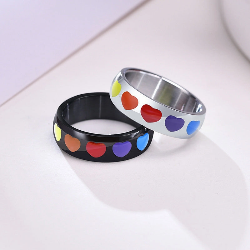 Wholesale Titanium Steel Titanium Steel LGBT Heart Ring