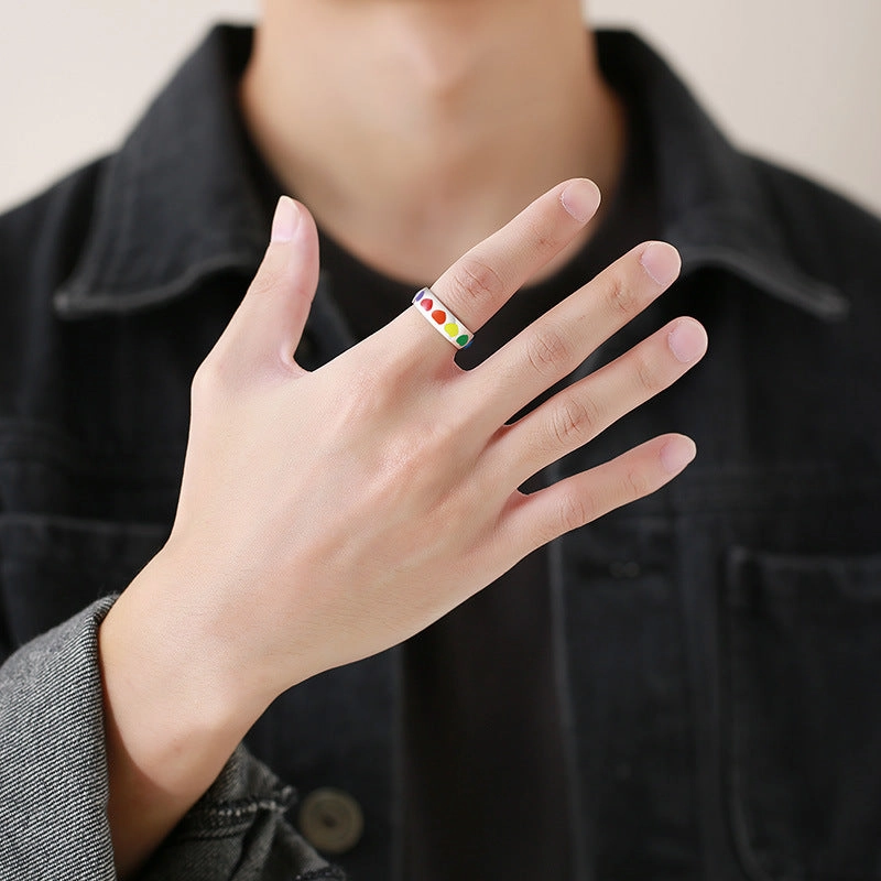 Wholesale Titanium Steel Titanium Steel LGBT Heart Ring