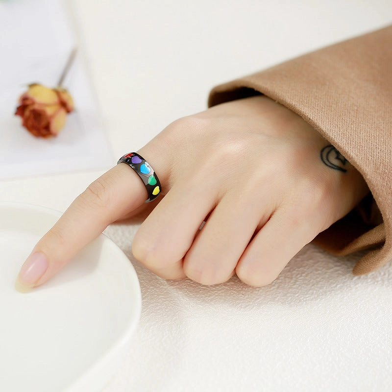 Wholesale Titanium Steel Titanium Steel LGBT Heart Ring