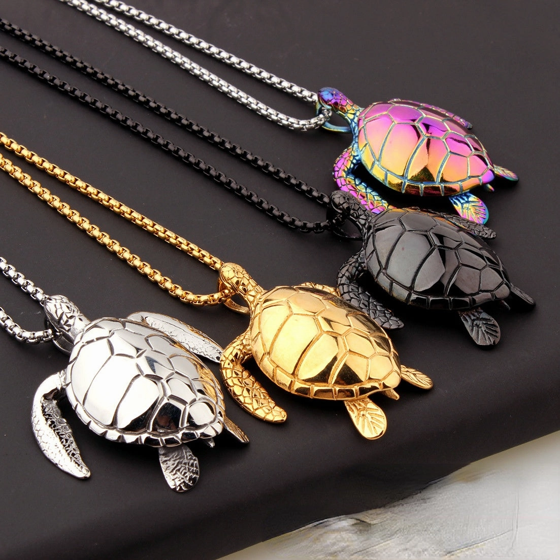 Wholesale Titanium Steel Turtle Pendant Necklaces