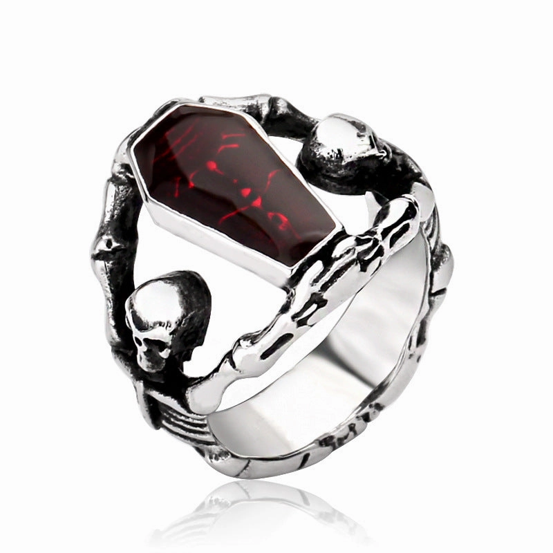 Wholesale Titanium Steel Vampire Coffin Vintage Gothic Rings